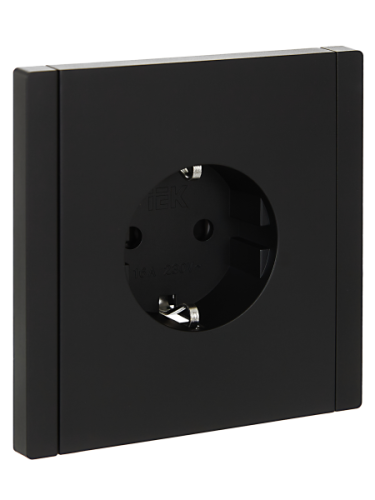 IEK FORTE&PIANO Розетка 1-местная с заземлением с защитными шторками безвинтовое крепление 16А FP113 черный (FP-R14-16-1-K02) IEK FORTE&PIANO Розетка 1-местная с заземлением с защитными шторками безвинтовое крепление 16А FP113 черный (FP-R14-16-1-K02)