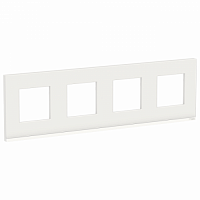 SCHNEIDER ELECTRIC Рамка UNICA PURE четырехпостовая горизонтальная белое стекло/белый (NU600885)