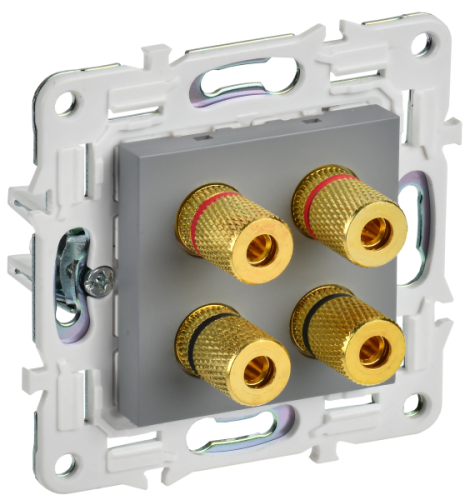 IEK SKANDY Аудиорозетка 4-местная SK-A01Gr серый  (SK-S40-K03)
