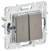 IEK SKANDY Выключатель 2-клавишный с индикацией 10А SK-V09N никель  (SK-V20-1-10-K50)