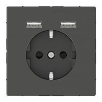 SCHNEIDER ELECTRIC Розетка Schuko MERTEN SDL с 2 USB c зарядным устройством 2.4 A антрацит (MTN2366-6034)