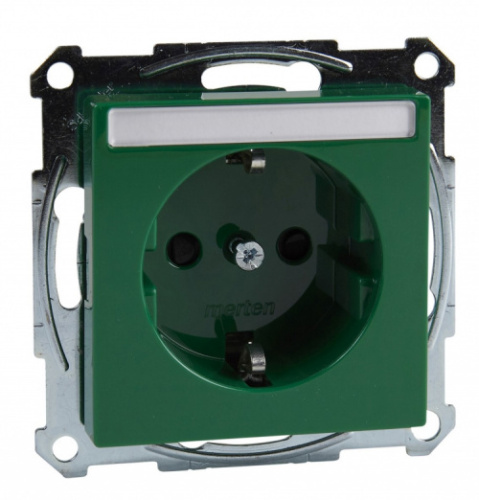 SCHNEIDER ELECTRIC Механизм розетки Schuko с полем для надписи зеленый (MTN2302-0304)