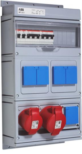 ABB Бокс MP32/2 с розетками в сборе IP44 пластик  (MP32/2)  (2CMA168992R1000)
