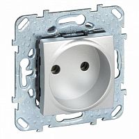 SCHNEIDER ELECTRIC UNICA Розетка в рамку без заземления со шторками алюминий/бежевая (MGU5.033.30ZD)