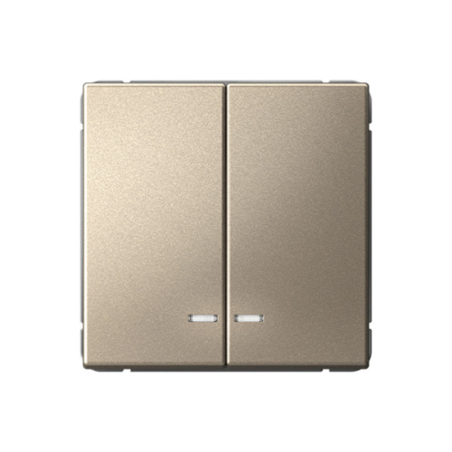 Systeme Electric ARTGALLERY 2-клавишный выключатель с подсветкой, сх.5а, 10АХ, механизм, шампань (GAL000553)