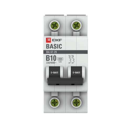 EKF Автоматический выключатель 2P 10А  (B) 4,5кА ВА 47-29  Basic (mcb4729-2-10-B) фото 3