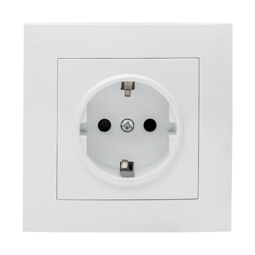 EKF Валенсия розетка 1-местная с/з 16А белая с защ. штор. EKF PROxima (EWR16-028-10)
