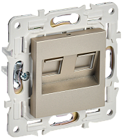 IEK SKANDY Розетка компьютерная двойная RJ45 кат.6 SK-K04Sh шампань  (SK-K20-2-K37)