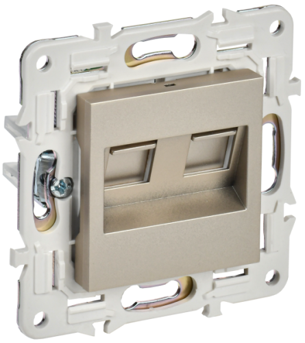 IEK SKANDY Розетка компьютерная двойная RJ45 кат.6 SK-K04Sh шампань  (SK-K20-2-K37)