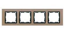 SIMON Рамка на 4 поста, S82N, медь - графит (стекло) (82847-34)