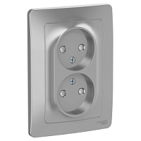 SCHNEIDER ELECTRIC BLANCA скрытой установки розетка двойная без заземления со шторками, 16А, 250В, алюминий (BLNRS000123)