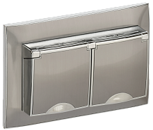 IEK SKANDY Розетка 2-местная и крышкой 16А в сборе IP44 SK-R12N никель  (SK-R26-16-44-K50-F)