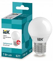 IEK Лампа светодиодная LED 7вт E27 белый матовый шар ECO (LLE-G45-7-230-40-E27)
