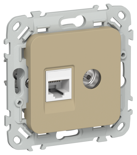FLITE Розетка 2-местная RJ45/TV категория 5Е UTP РКТВ5е-2-0- хаки (FI-AK22-1-K59)