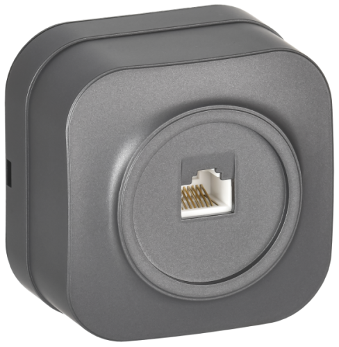 IEK GLORY Розетка для открытой установки компьютерная RJ45 кат.5E РК10-ХСм сталь матовый  (EKH10-K46M)