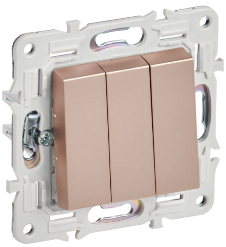 IEK SKANDY Выключатель 3-клавишный 10А SK-V11Sa песочный  (SK-V30-0-10-K98)