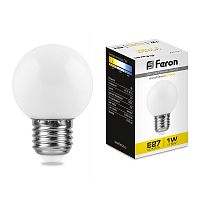 FERON Лампа светодиодная LED 1вт Е27 белый 2700К (шар) (LB-37) (25878)