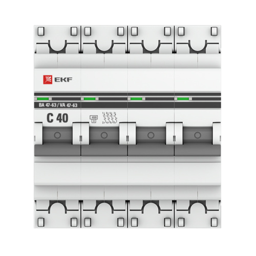 EKF Выключатель автоматический четырехполюсный 40А С ВА47-63 4.5кА PROxima (mcb4763-4-40C-pro) фото 4