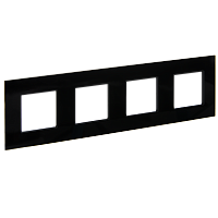 IEK SKANDY Рамка 4-местная SK-F24Bl стекло черный  (SK-M42-G-K02)
