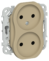 FLITE Розетка 2-местная без заземления без защитных шторок безвинтовое крепление 10А  хаки (FI-R20-10-1-K59)