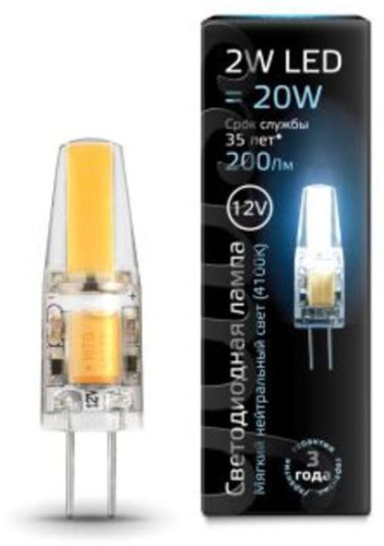 GAUSS Лампа светодиодная LED 2вт 12в G4 белый капсульная  (207707202)