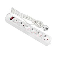 EKF Фильтр сетевой 6x3м 10А/2.2 кВт с выключателем с заземлением ПВС 3х0.75 Блокбастер PROxima (UFP10-375-6-03)