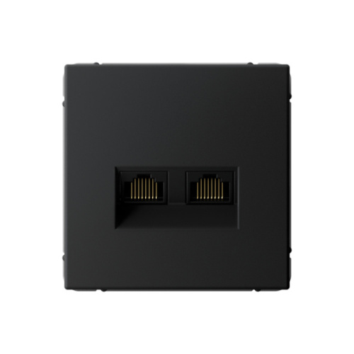 Systeme Electric ARTGALLERY Розетка двойная компьютерная RJ45+RJ45, кат.6А, механизм, карбон (GAL001088)