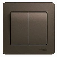 SCHNEIDER ELECTRIC GLOSSA Выключатель двухклавишный сх.5 шоколад в сборе (GSL000852)