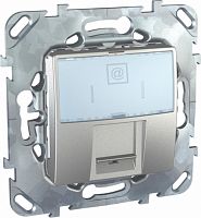 SCHNEIDER ELECTRIC UNICAtop Розетка компьютерная 1хRJ45 категория 6 с полем для надписи алюминий (MGU5.425.30ZD)