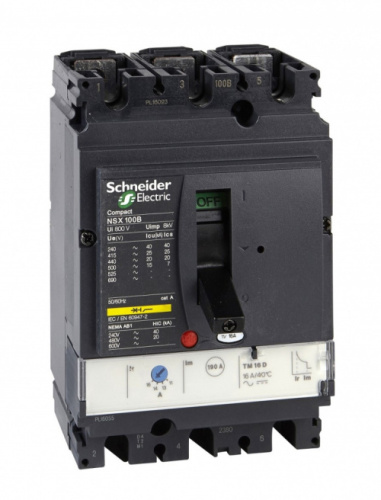 SCHNEIDER ELECTRIC Выключатель автоматический NSX100B TM40D 3P3D термомагнитный расцепитель (LV429554)