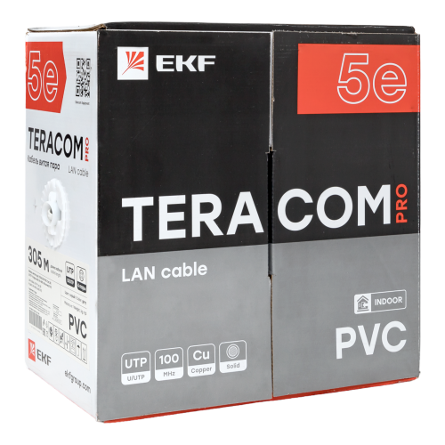EKF Кабель витая пара TERACOM PRO Cat.5E U/UTP 4 пары solid 24AWG оболочка PVC цвет серый (упак. 305м) (TRP-5EUTP-04PVC-GY-IN3) фото 3