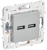 IEK SKANDY Розетка USB A+A 3,1А SK-R15S серебряный  (SK-U21-D31-K23)