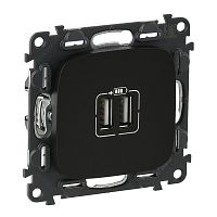 LEGRAND Valena ALLURE Зарядное устройство с двумя USB-разьемами 240В/5В 1500мА С лицевой панелью Антрацит (754998 )