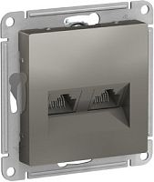 SCHNEIDER ELECTRIC Розетка ATLASDESIGN двойная компьютерная RJ45+RJ45 категория 5E механизм сталь (ATN000985)