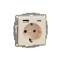 SCHNEIDER ELECTRIC MERTEN SM РОЗЕТКА силовая 16 A с зарядкой USB A+C 3 A, БЕЖЕВЫЙ (MTN2367-0344)