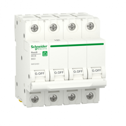 SCHNEIDER ELECTRIC RESI9 Выключатель автоматический B 63А 4P 6000A (R9F02463)