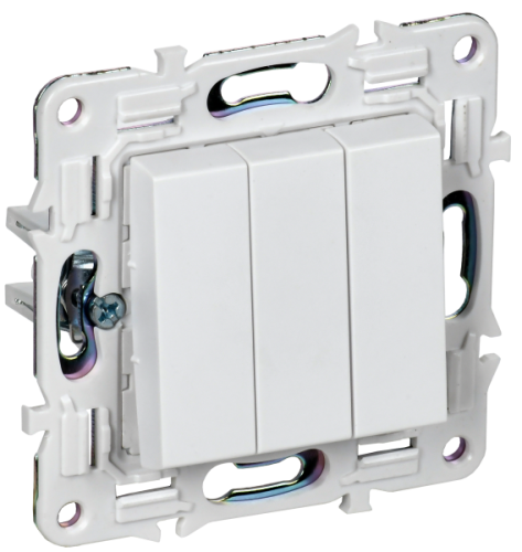 IEK SKANDY Выключатель 3-клавишный 10А SK-V11W арктический белый  (SK-V30-0-10-K01)