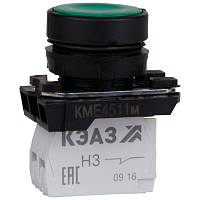 KEAZ Кнопка КМЕ4511м-зеленый-1но+1нз-цилиндр-IP54-КЭАЗ (248247)