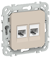 FLITE Розетка 2-местная компьютерная RJ45 категория 5Е UTP  льняной (FI-K22-1-K88)