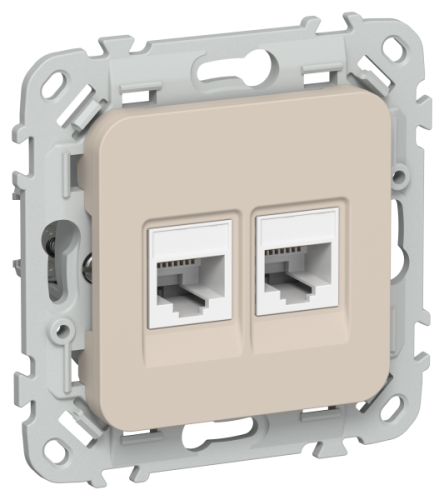 FLITE Розетка 2-местная компьютерная RJ45 категория 5Е UTP  льняной (FI-K22-1-K88)