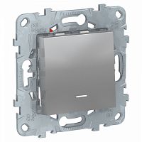 SCHNEIDER ELECTRIC Переключатель UNICA NEW одноклавишный перекрестный с подсветкой,схема 7а алюминий (NU520530N)