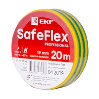 EKF Изолента ПВХ желто-зеленая 19мм 20м серии SafeFlex (plc-iz-sf-yg)