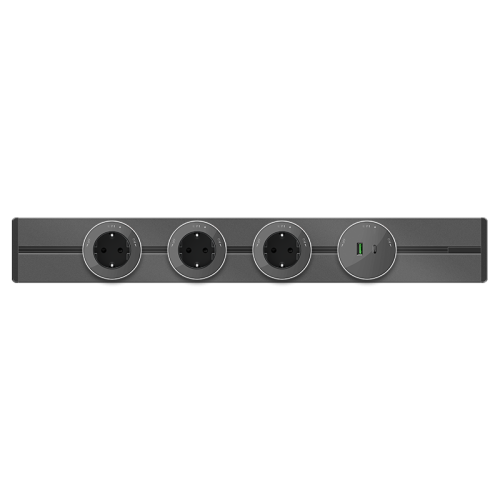 Systeme Electric MultiTrack Розетка 2хUSB (тип А+С) 18Вт, 5В/3А Графит (MTK13003G) фото 2