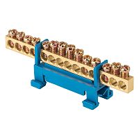 EKF Шина 0 N  (6х9мм) 14 отверстий латунь синий изолятор тип Стойка на DIN-рейку розничный стикер PROxim (sn0-63-14-sb-r)