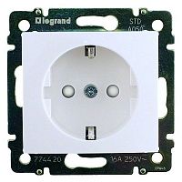 LEGRAND VALENA Розетка с заземлением со шторками в рамку белая (694269)