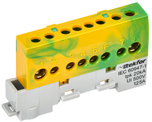 IEK TEKFOR Шина PE земля изолированная на универсальном держателе 8х12-8-ЖЗ  (TF-NN20-08-KL-K52)