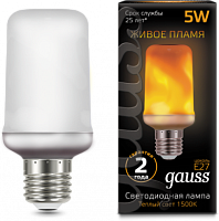 GAUSS Лампа светодиодная LED 5Вт E27 1500K T65 Corn Flame  (157402105)