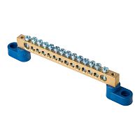 EKF Шина нулевая 8х12мм 125А 14 отверстий 2 изолятора стойка латунь (sn0-125-14-2)