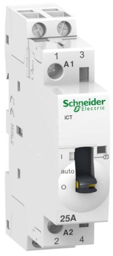 SCHNEIDER ELECTRIC Контактор модульный iCT 25A 2НО 24В AC с ручным управлением (A9C21132)