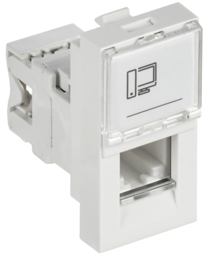 IEK PRIMER РКИ-10-00-П-6 Розетка компьютерная RJ45 UTP кат.6 (1 модуль) белая  (PR-KK40D-RI-0-1-C06U-K01)